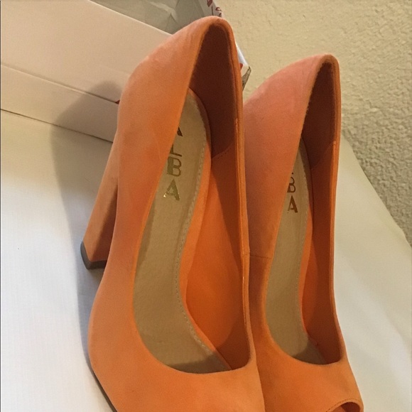 ALBA Orange Peep-Toe Heels - Picture 4 of 6